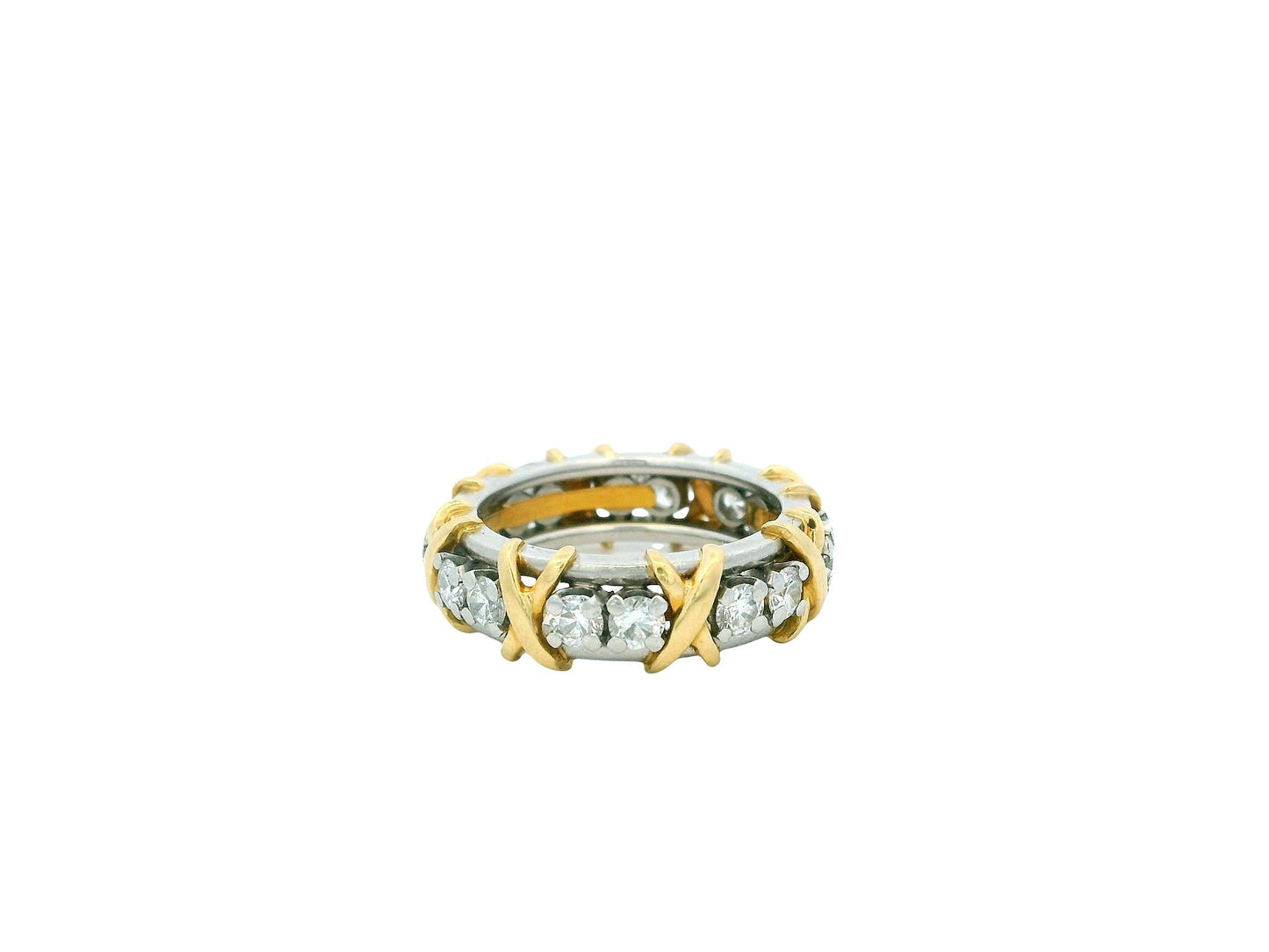 Tiffany & Co. Schlumberger Sixteen Diamond Stone Ring in Platinum and Gold
