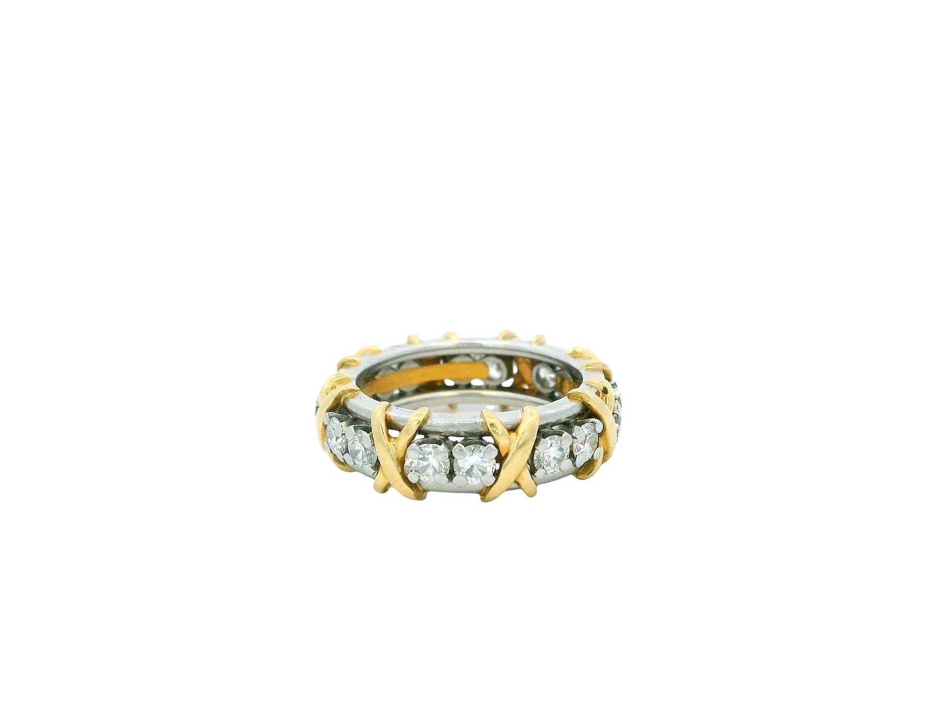 Tiffany & Co. Schlumberger Sixteen Diamond Stone Ring in Platinum and Gold