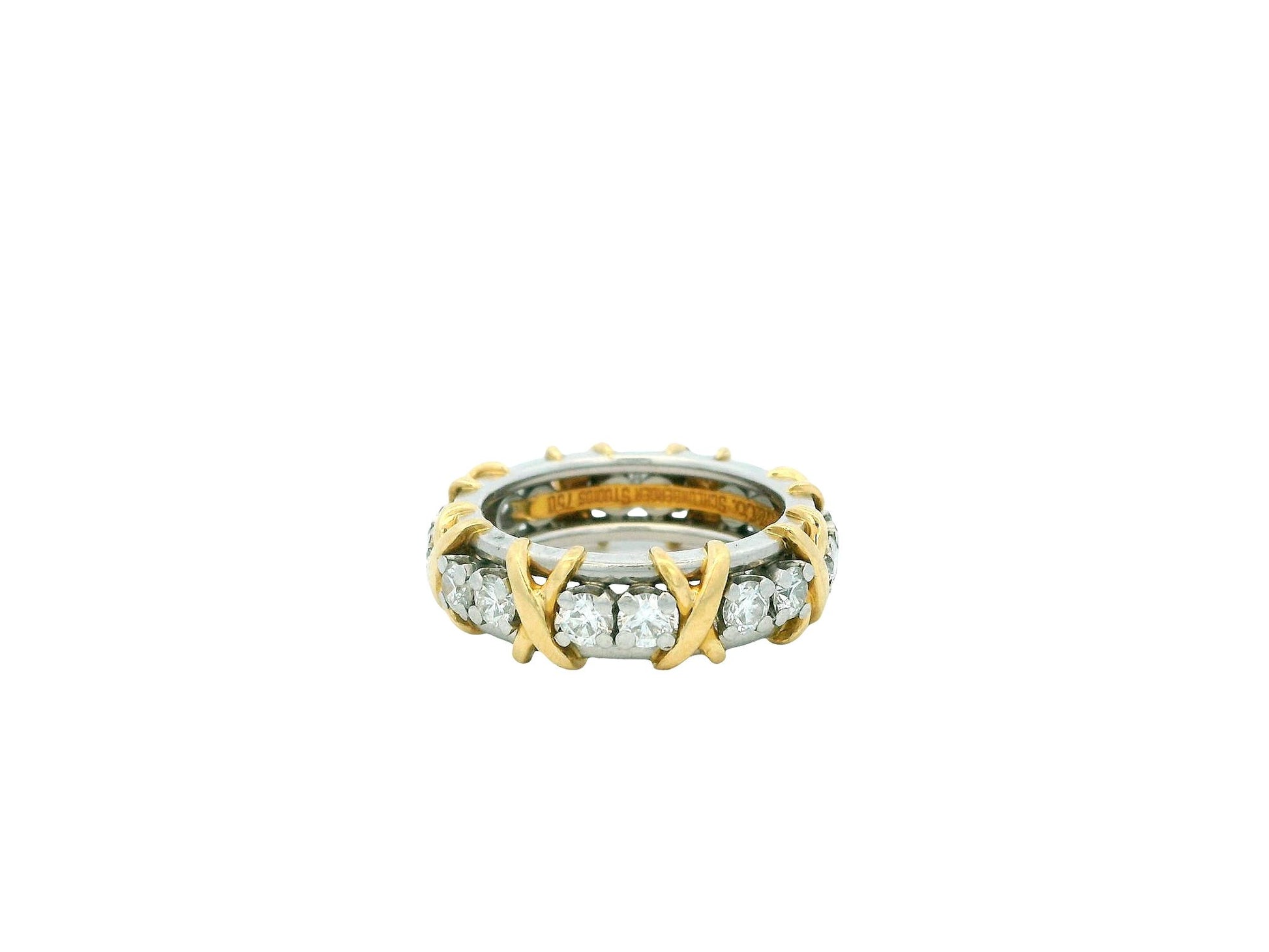 Tiffany & Co. Schlumberger Sixteen Diamond Stone Ring in Platinum and Gold