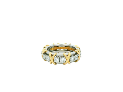 Tiffany & Co. Schlumberger Sixteen Diamond Stone Ring in Platinum and Gold