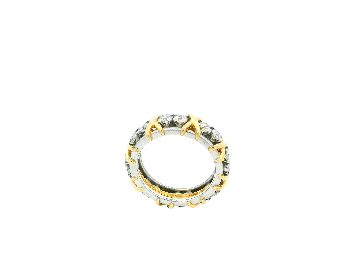 Tiffany & Co. Schlumberger Sixteen Diamond Stone Ring in Platinum and Gold