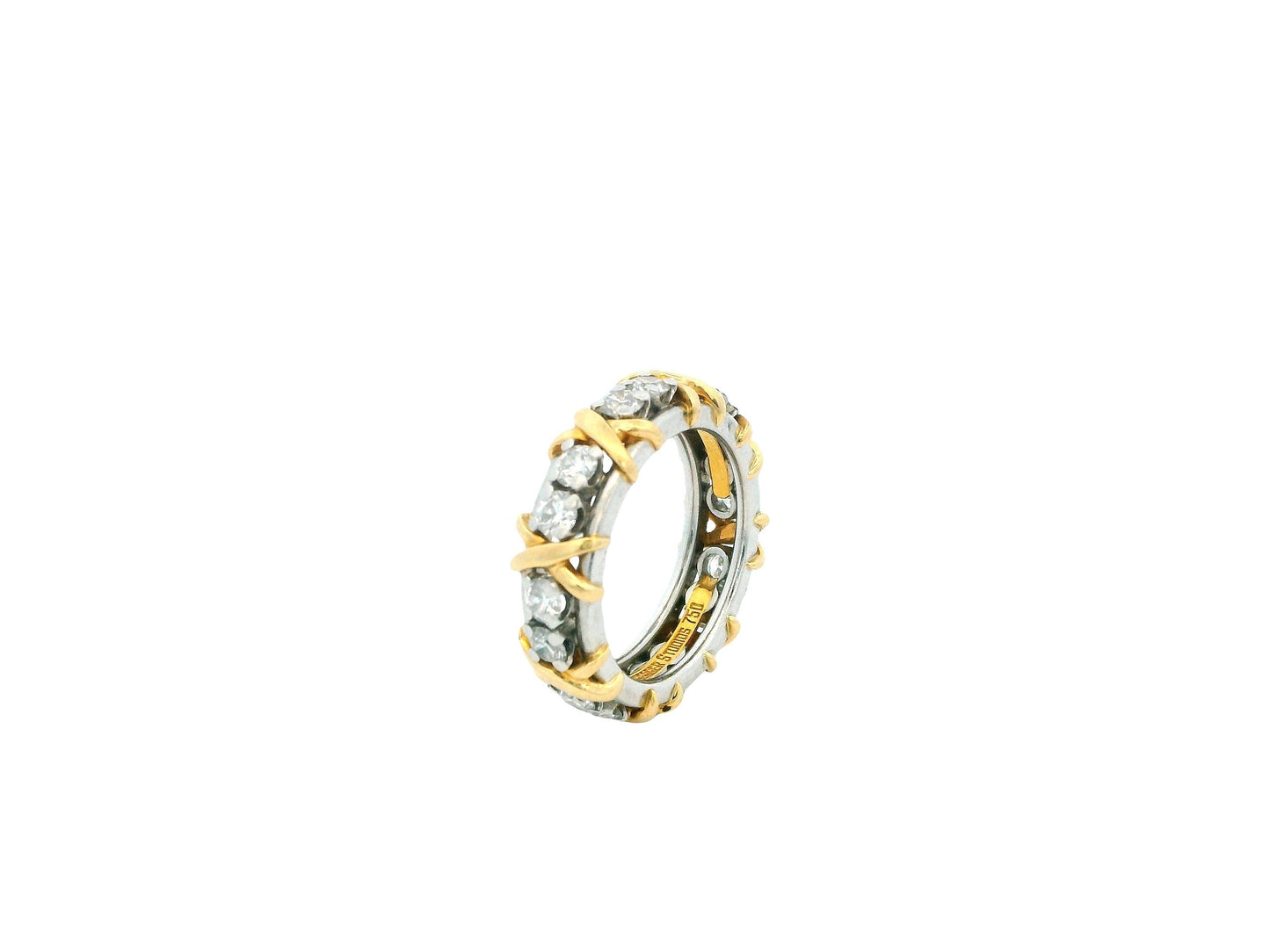 Tiffany & Co. Schlumberger Sixteen Diamond Stone Ring in Platinum and Gold