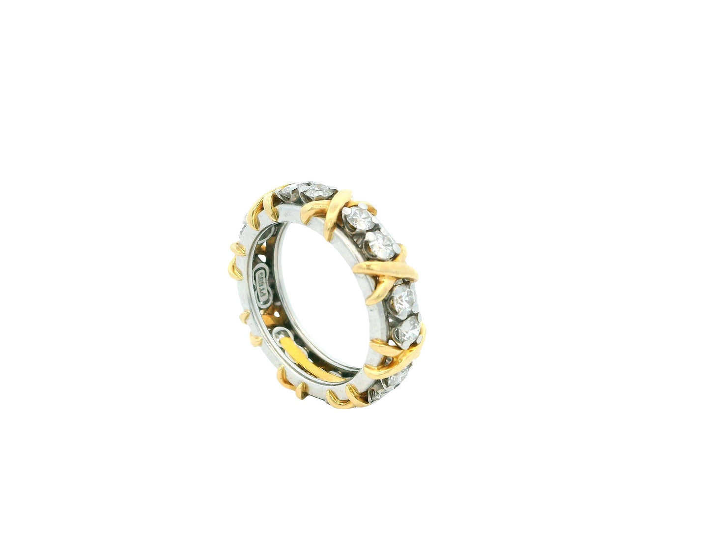 Tiffany & Co. Schlumberger Sixteen Diamond Stone Ring in Platinum and Gold