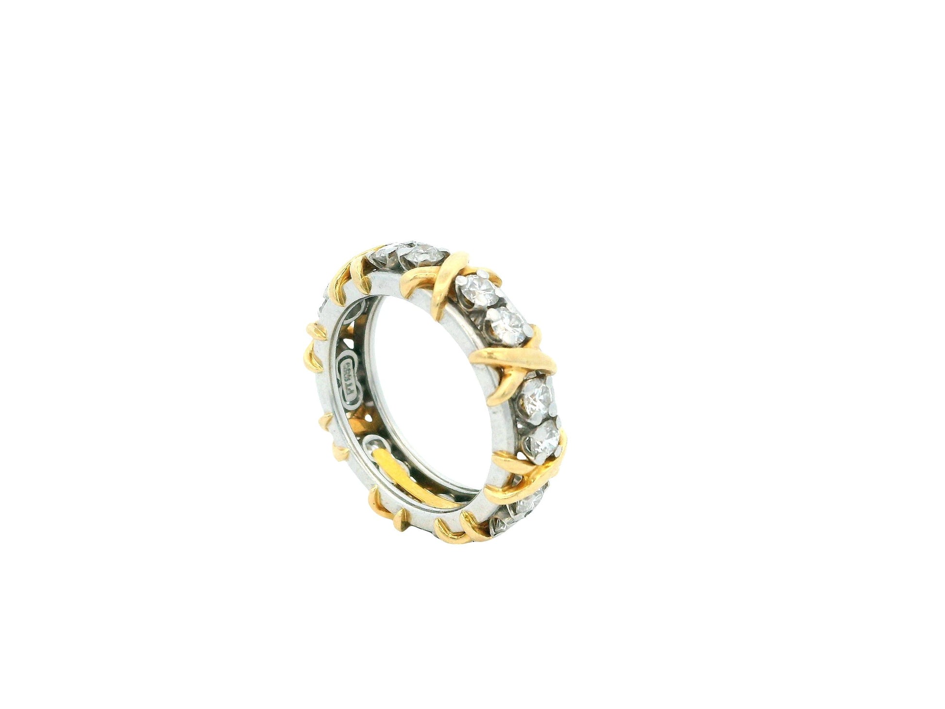 Tiffany & Co. Schlumberger Sixteen Diamond Stone Ring in Platinum and Gold