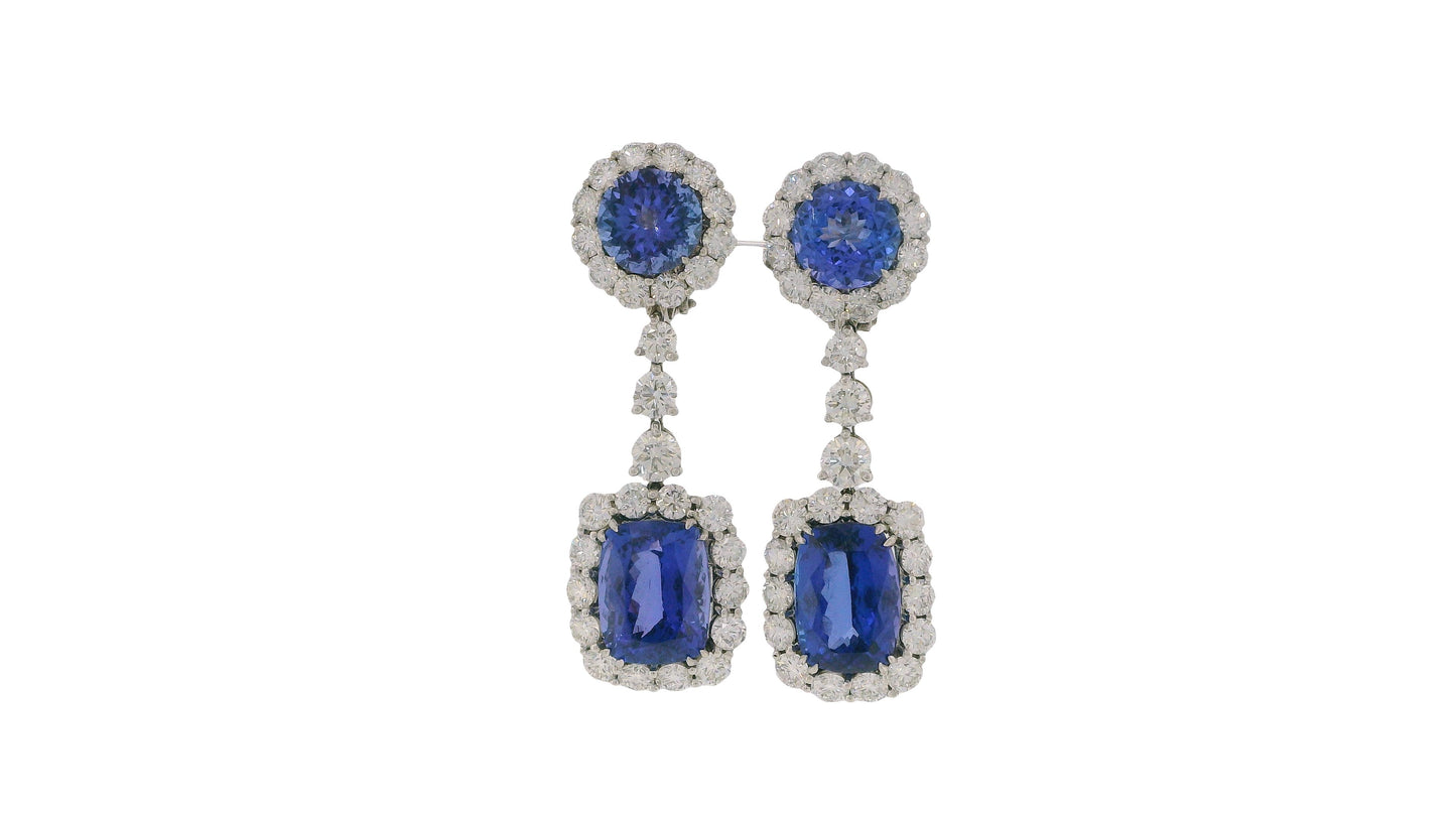 Tanzanite & Diamonds Earrings in Platinum