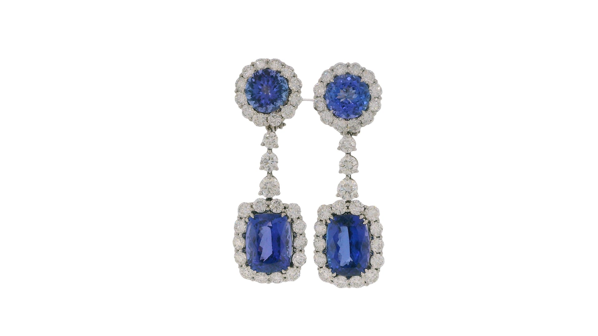 Tanzanite & Diamonds Earrings in Platinum