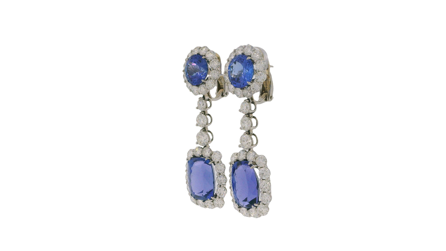 Tanzanite & Diamonds Earrings in Platinum