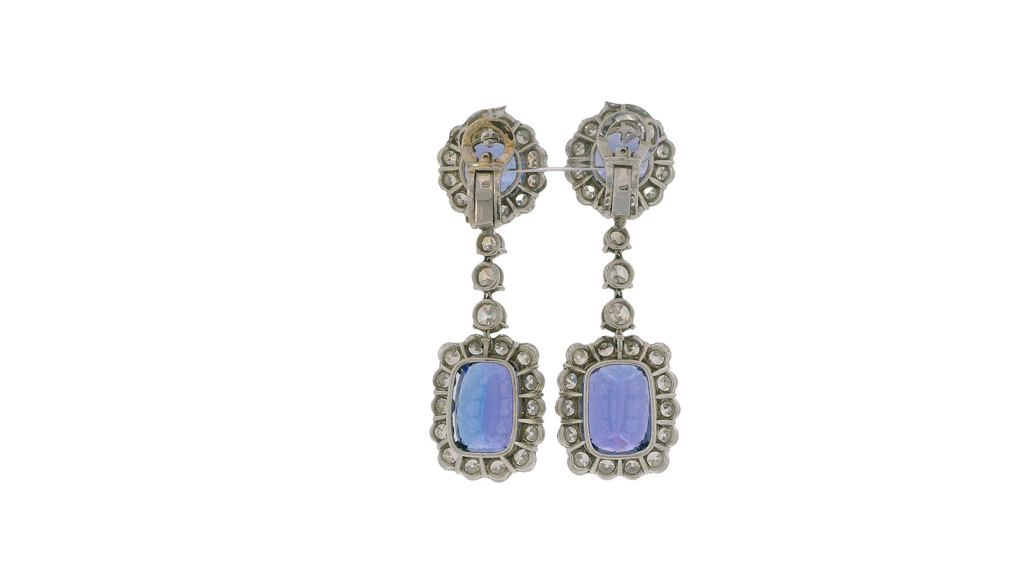 Tanzanite & Diamonds Earrings in Platinum