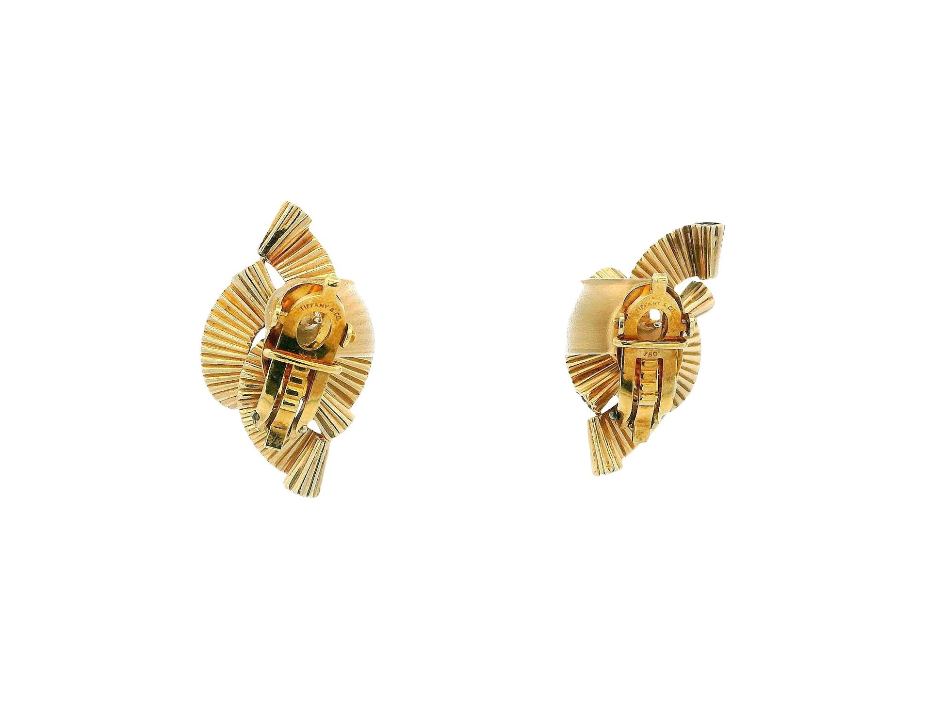 Tiffany earrings 18k corrugated swirls clip backs