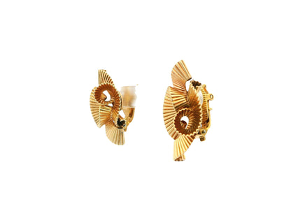 Tiffany earrings 18k corrugated swirls clip backs