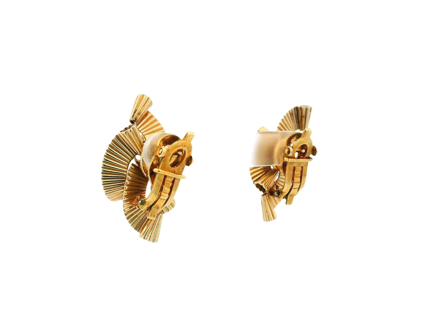 Tiffany earrings 18k corrugated swirls clip backs