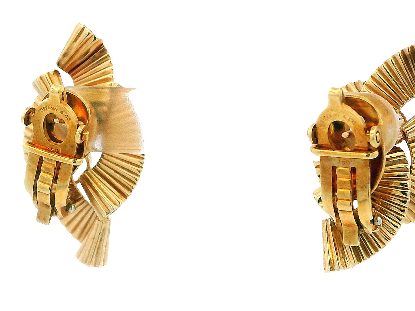Tiffany earrings 18k corrugated swirls clip backs