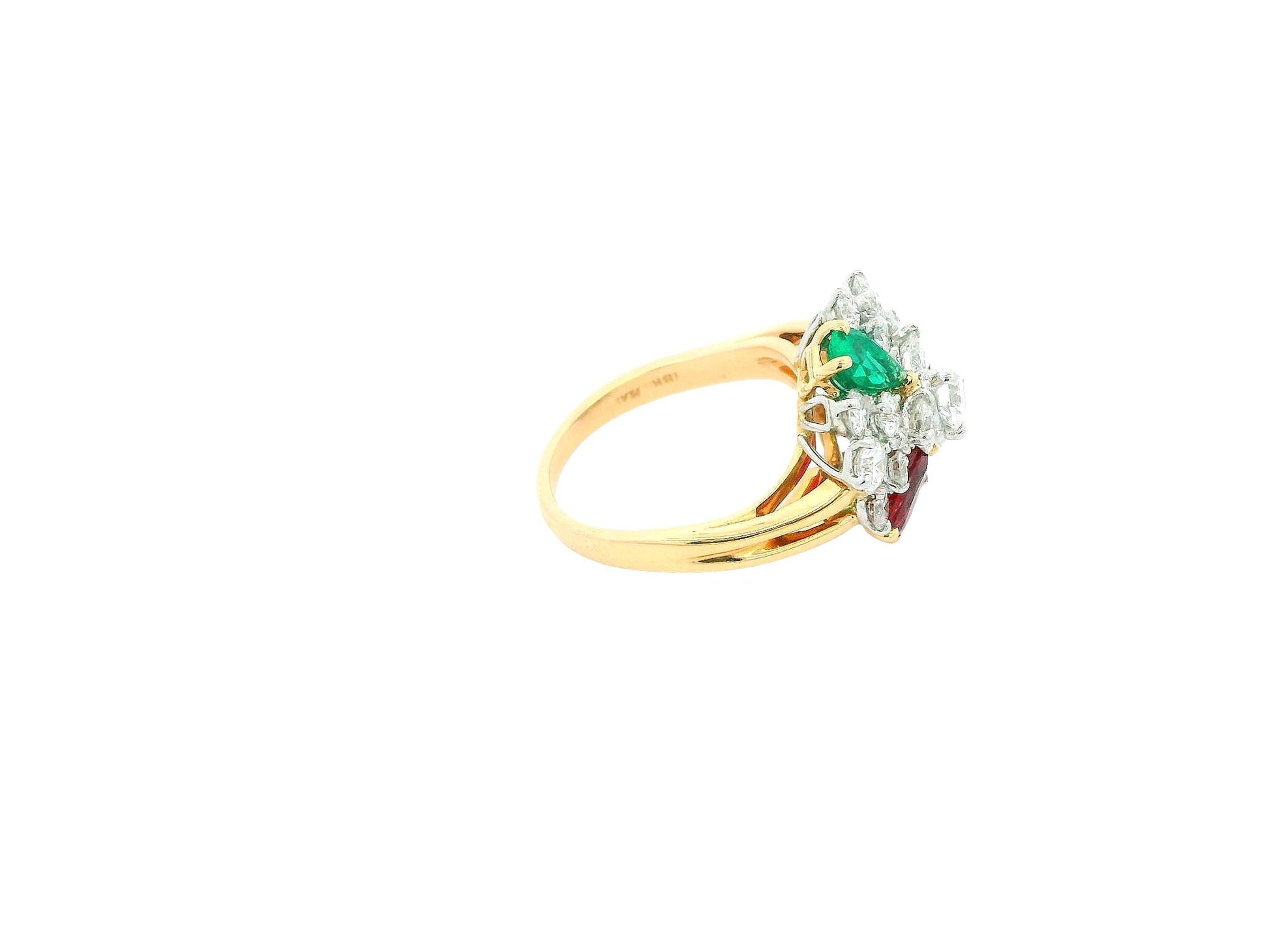 O Heyman 18k ring 1.72 dias rand ps ruby,sapp,emerald