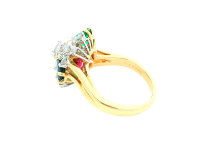 O Heyman 18k ring 1.72 dias rand ps ruby,sapp,emerald
