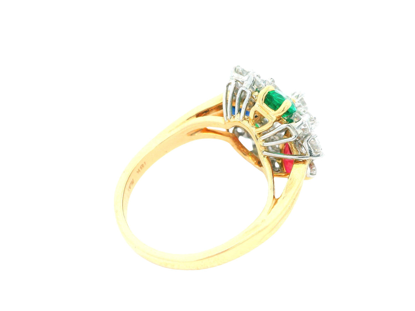 O Heyman 18k ring 1.72 dias rand ps ruby,sapp,emerald