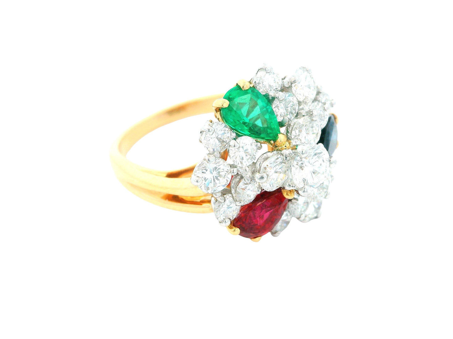 O Heyman 18k ring 1.72 dias rand ps ruby,sapp,emerald