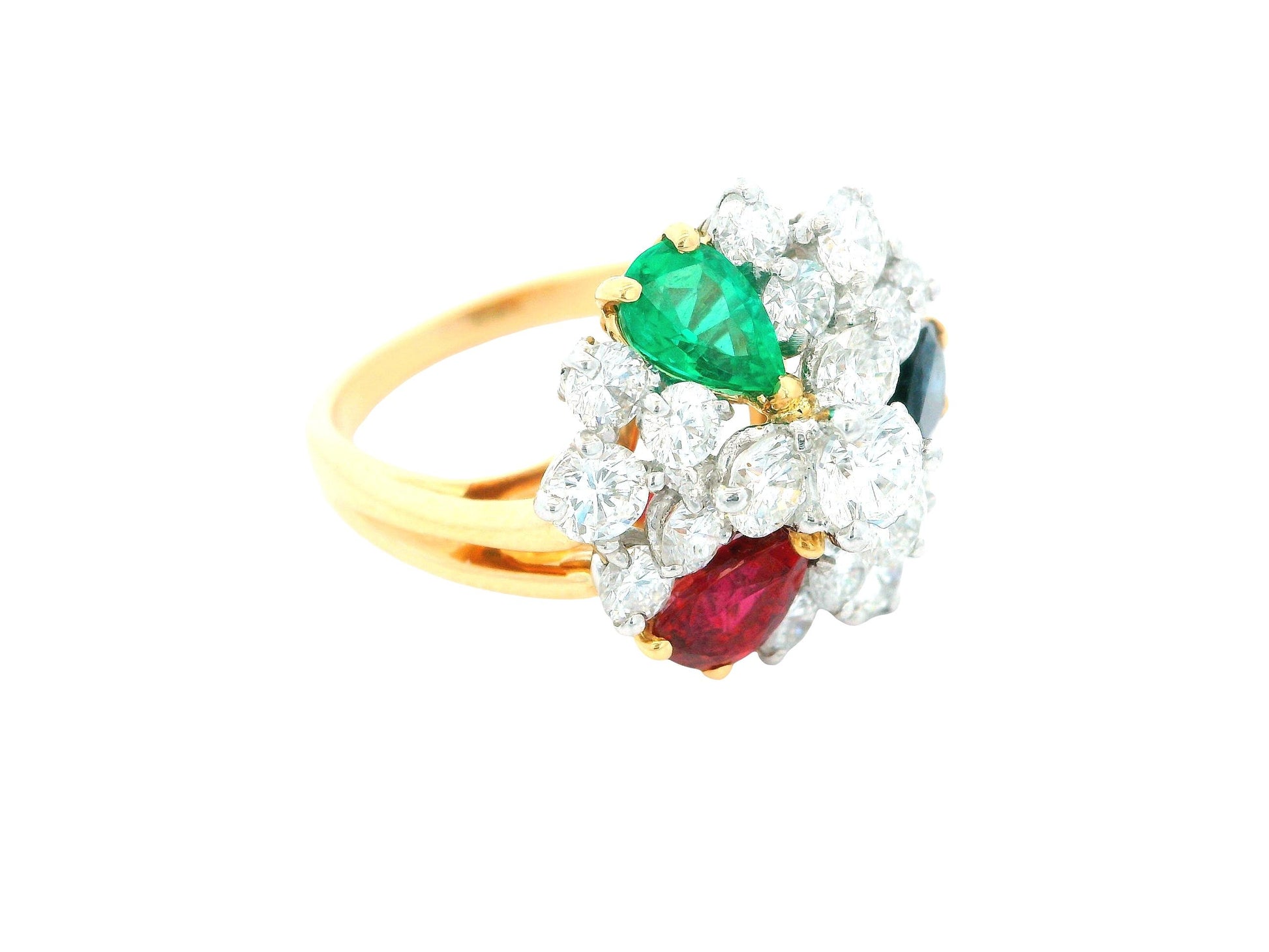 O Heyman 18k ring 1.72 dias rand ps ruby,sapp,emerald