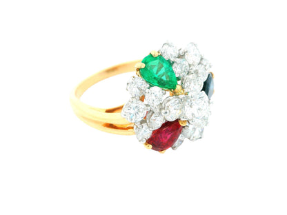 O Heyman 18k ring 1.72 dias rand ps ruby,sapp,emerald