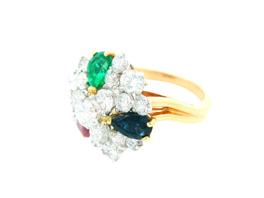 O Heyman 18k ring 1.72 dias rand ps ruby,sapp,emerald