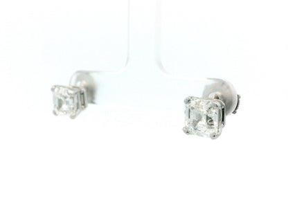 Bvlgari Platinum Radiant-Cut Diamond Earrings studs W/Box & GIA Certificate