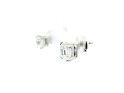Bvlgari Platinum Radiant-Cut Diamond Earrings studs W/Box & GIA Certificate