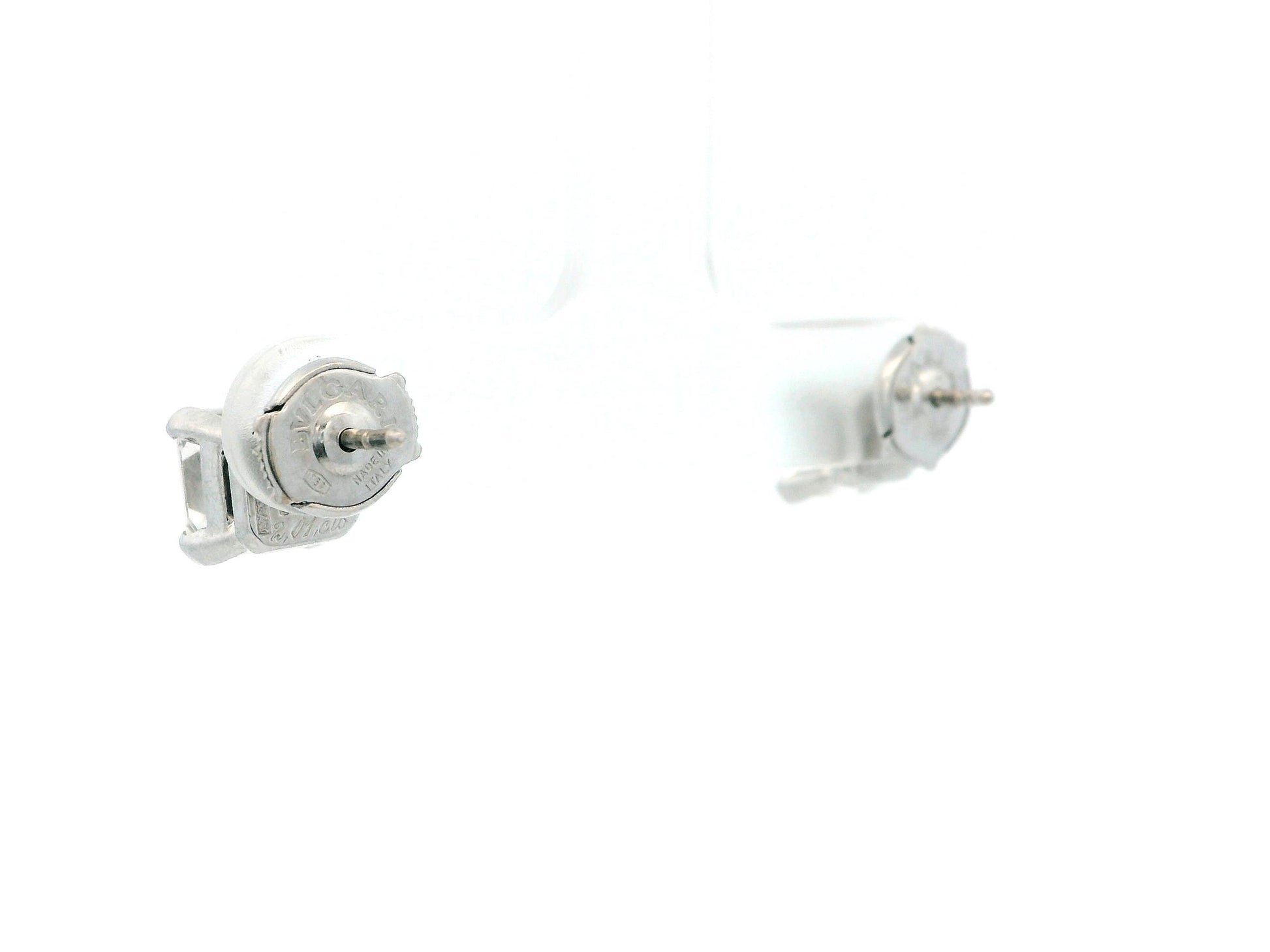 Bvlgari Platinum Radiant-Cut Diamond Earrings studs W/Box & GIA Certificate