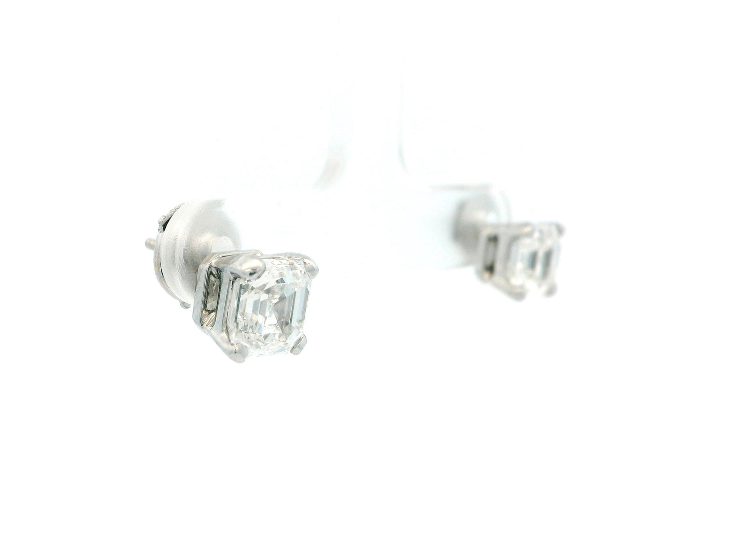 Bvlgari Platinum Radiant-Cut Diamond Earrings studs W/Box & GIA Certificate