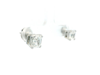Bvlgari Platinum Radiant-Cut Diamond Earrings studs W/Box & GIA Certificate