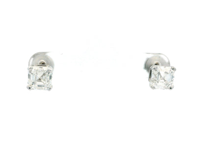 Bvlgari Platinum Radiant-Cut Diamond Earrings studs W/Box & GIA Certificate