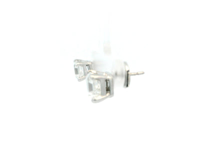 Bvlgari Platinum Radiant-Cut Diamond Earrings studs W/Box & GIA Certificate