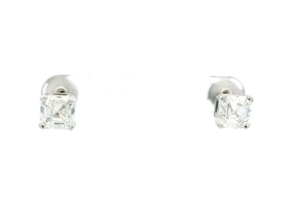 Bvlgari Platinum Radiant-Cut Diamond Earrings studs W/Box & GIA Certificate