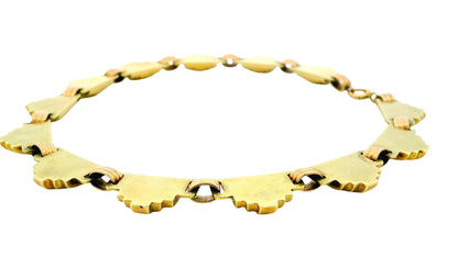 Tiffany & Co. 14K Yellow Gold Skyscraper & Rose gold Fluted Connectors Necklace