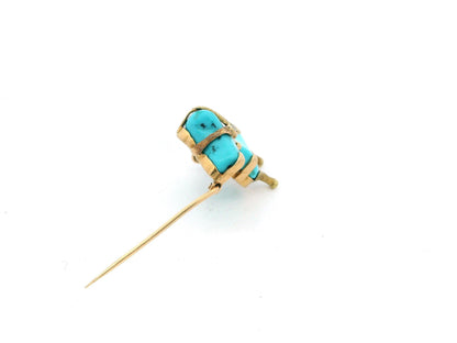 Turquoise &18k yellow Gold & Diamond Dog Eye Beaded Collar Brooch