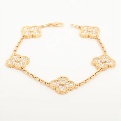 Van Cleef & Arpels Vintage Alhambra 5P 18K Yellow Gold diamond  Bracelet