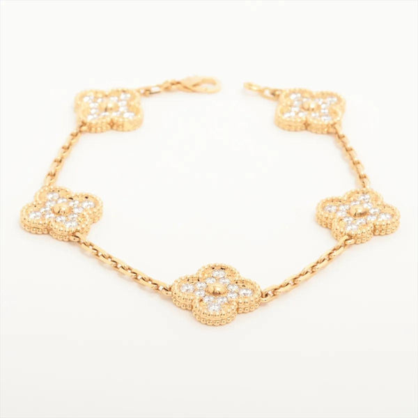 Van Cleef & Arpels Vintage Alhambra 5P 18K Yellow Gold diamond  Bracelet