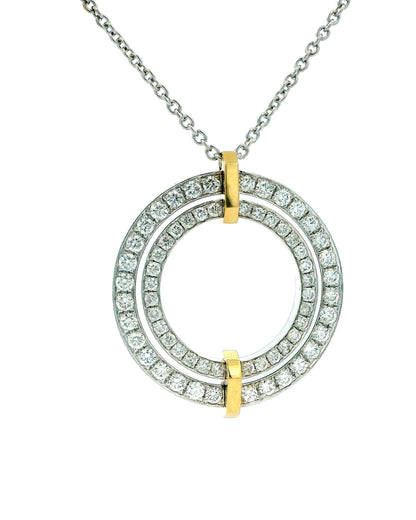 Tiffany Edge Large Circle in 18K White & Yellow Gold with Diamonds, Necklace
