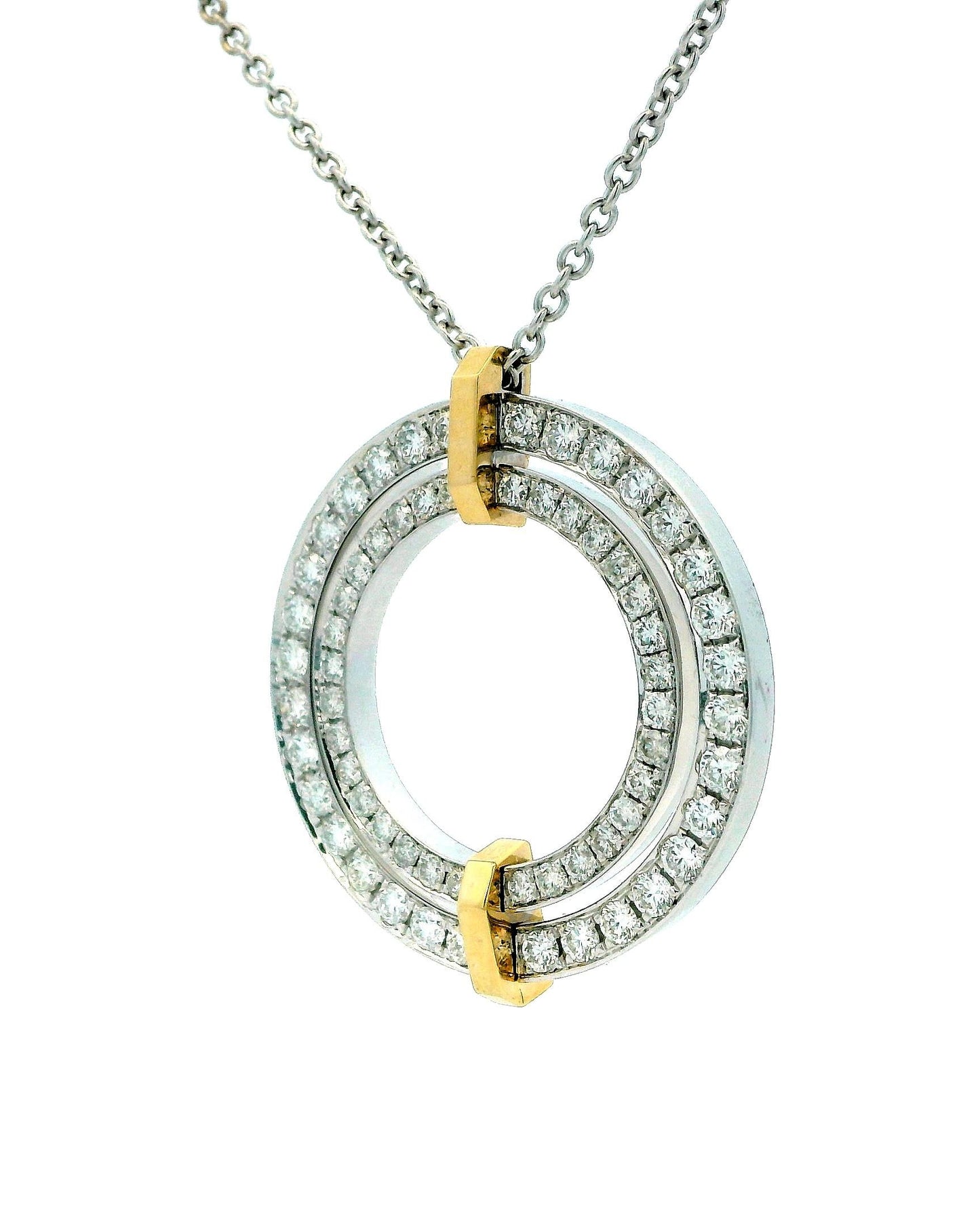 Tiffany Edge Large Circle in 18K White & Yellow Gold with Diamonds, Necklace