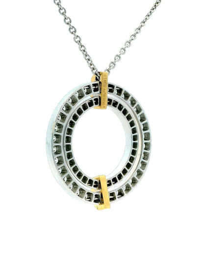 Tiffany Edge Large Circle in 18K White & Yellow Gold with Diamonds, Necklace