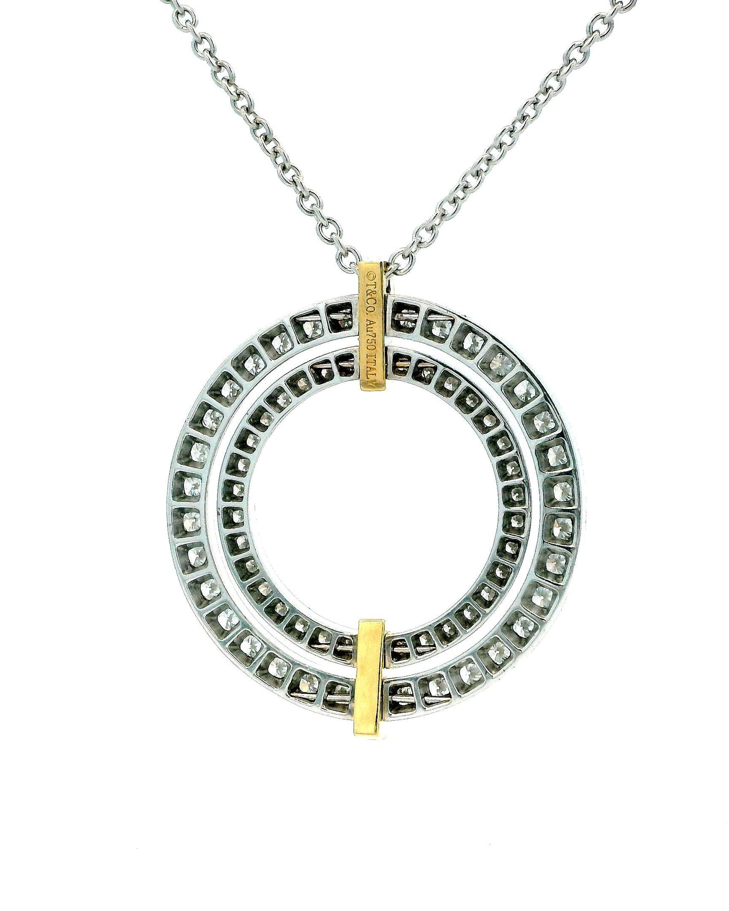 Tiffany Edge Large Circle in 18K White & Yellow Gold with Diamonds, Necklace