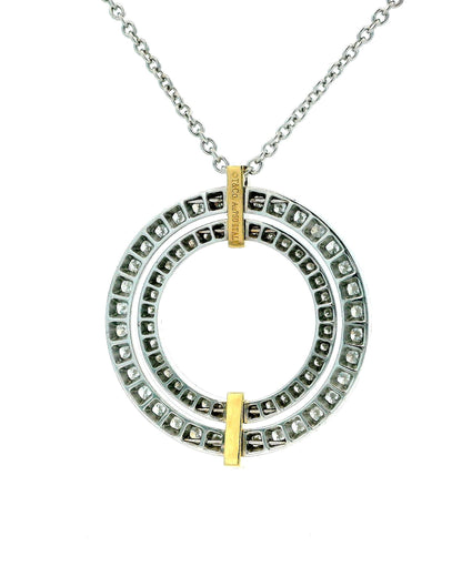 Tiffany Edge Large Circle in 18K White & Yellow Gold with Diamonds, Necklace