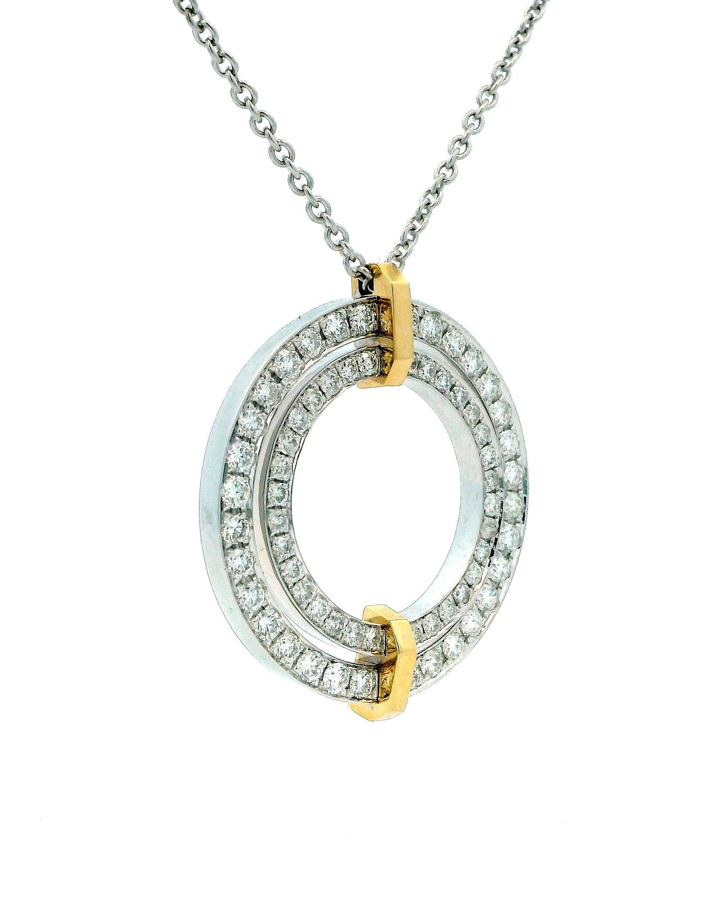 Tiffany Edge Large Circle in 18K White & Yellow Gold with Diamonds, Necklace