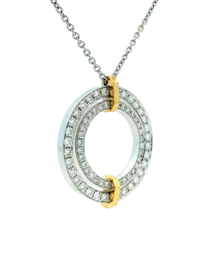 Tiffany Edge Large Circle in 18K White & Yellow Gold with Diamonds, Necklace