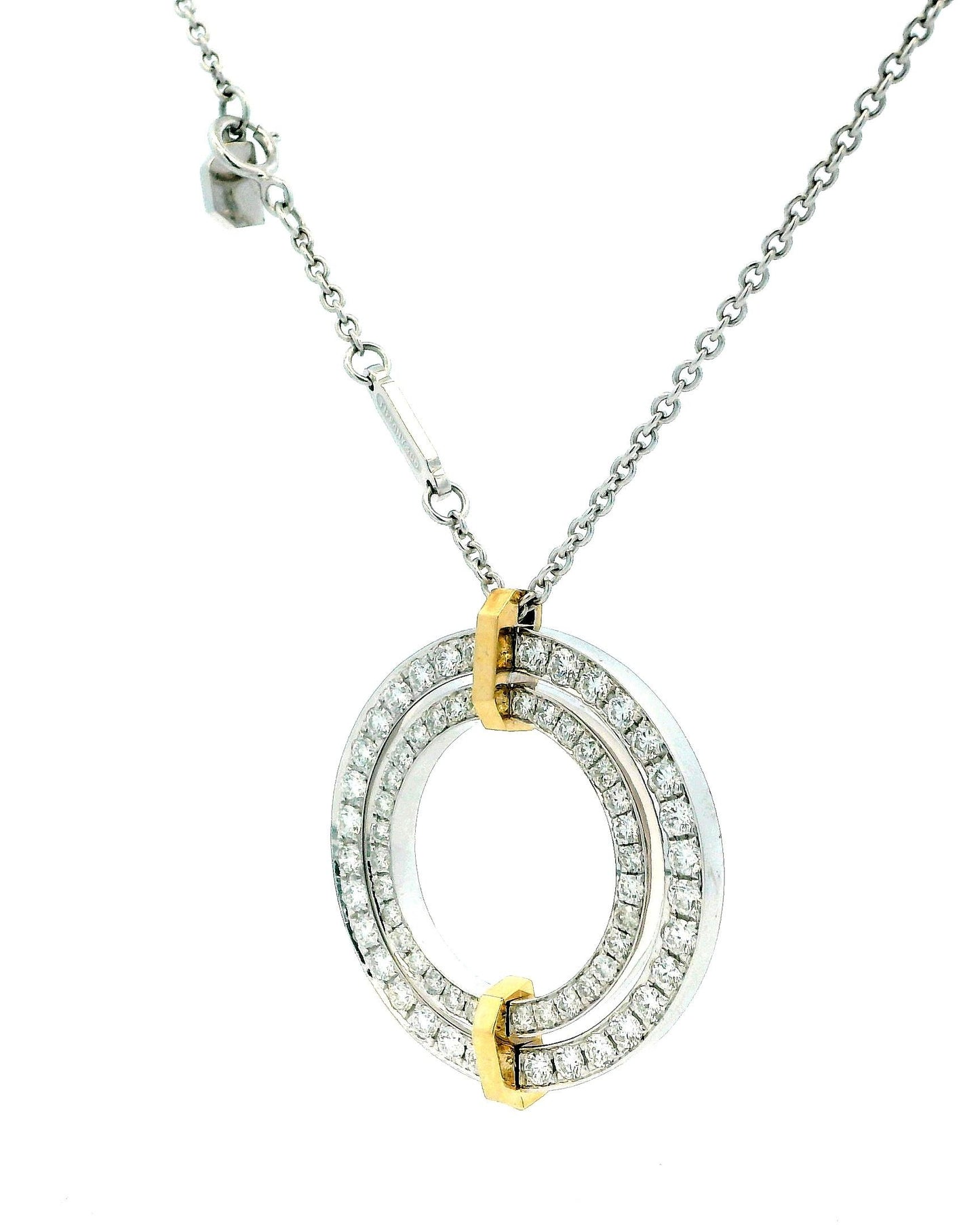 Tiffany Edge Large Circle in 18K White & Yellow Gold with Diamonds, Necklace