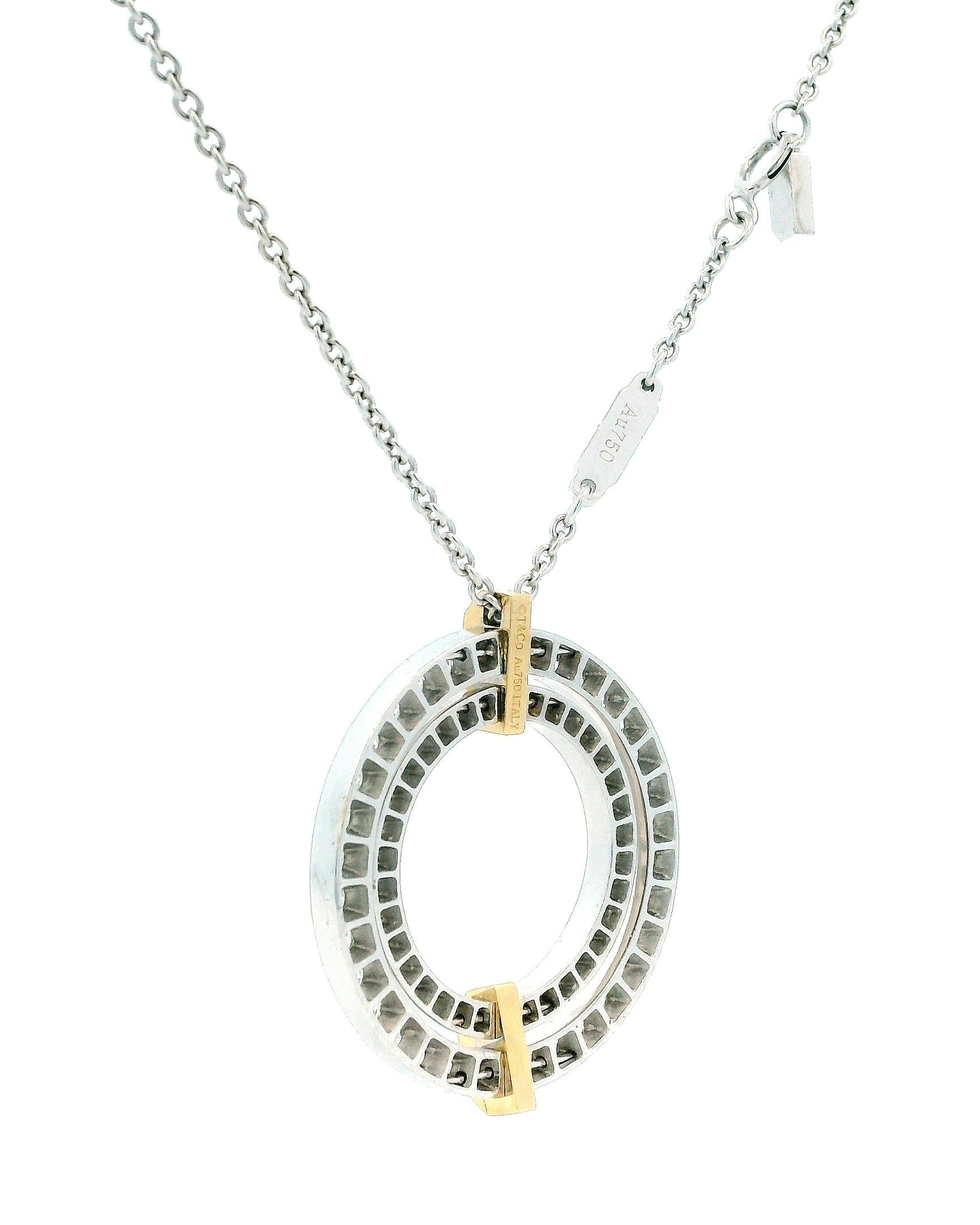 Tiffany Edge Large Circle in 18K White & Yellow Gold with Diamonds, Necklace