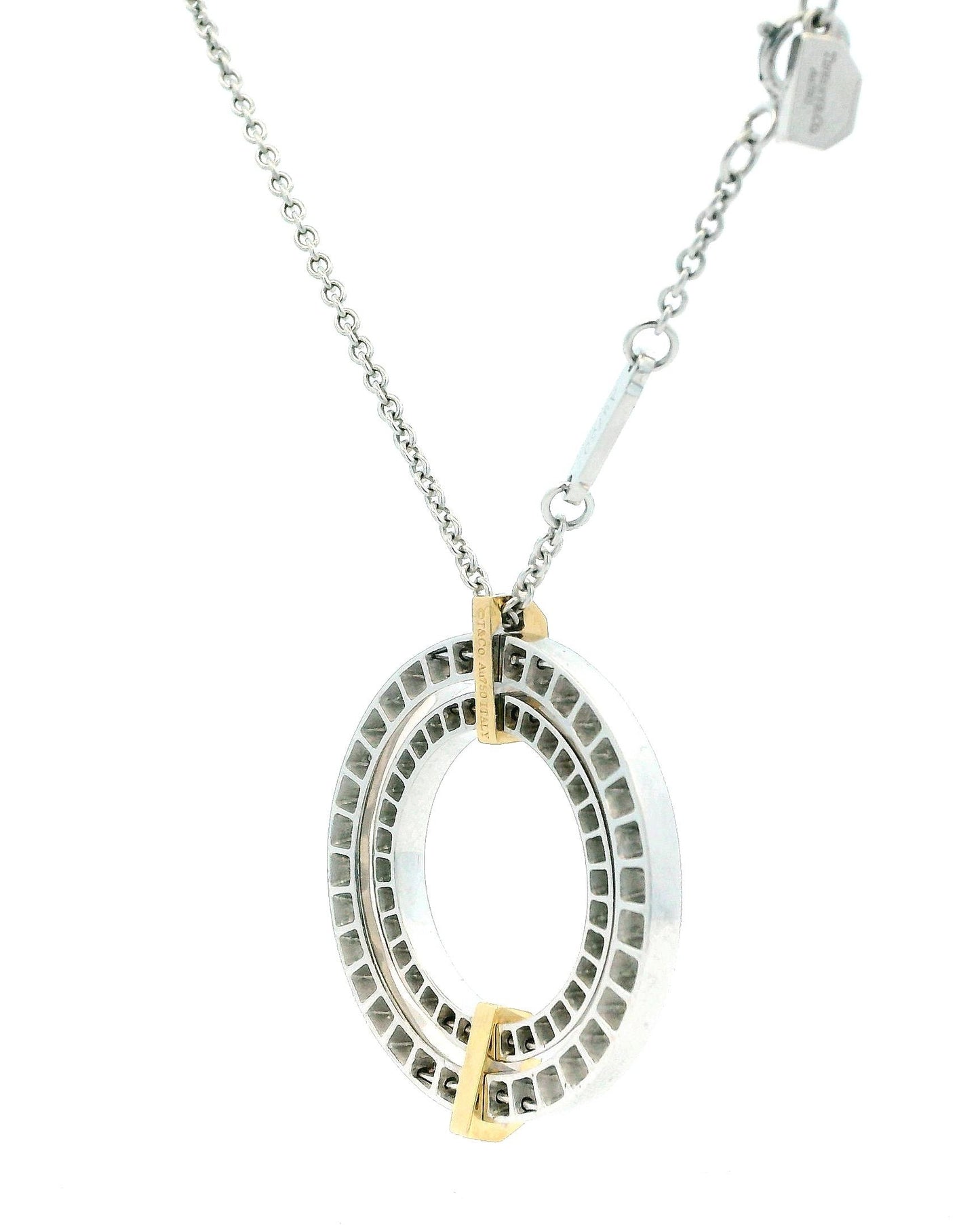 Tiffany Edge Large Circle in 18K White & Yellow Gold with Diamonds, Necklace