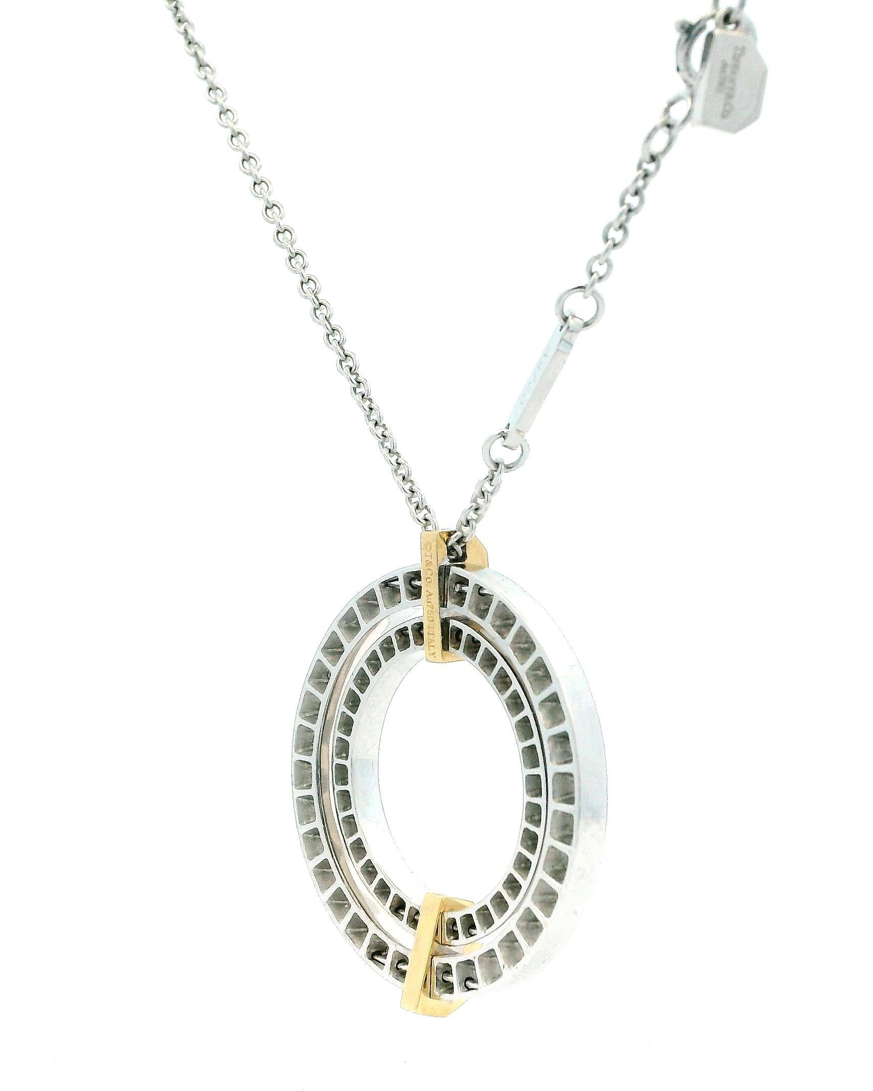 Tiffany Edge Large Circle in 18K White & Yellow Gold with Diamonds, Necklace