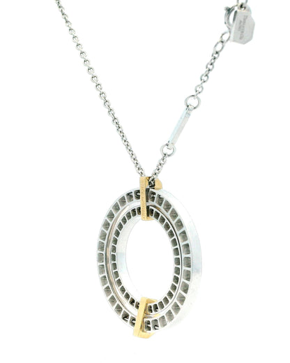 Tiffany Edge Large Circle in 18K White & Yellow Gold with Diamonds, Necklace