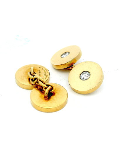 Bulgari 18k Gold Four Diamond Circle Cuff Links