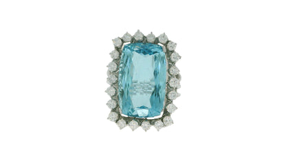 18K White Gold Aquamarine and Diamond Ring