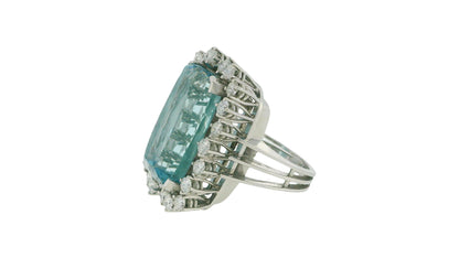 18K White Gold Aquamarine and Diamond Ring